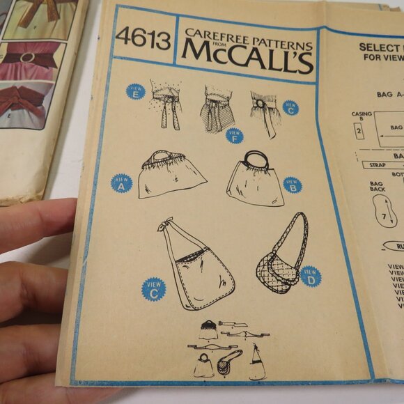 McCalls 6413 Sewing Pattern Purses/ Bags and Belts UNCUT - Picture 4 of 6
